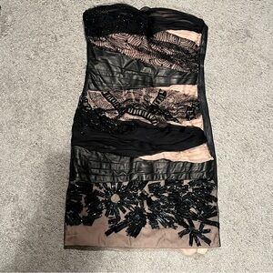 $3985 Valentino NWD Pre-Fall 2010 Black Sequin Mesh Strapless Mini Dress size 12